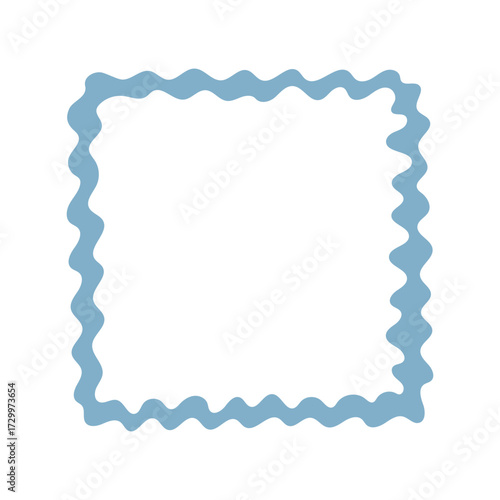 A single hand-drawn square frame with scalloped wavy edges. Bold orange decorative border in doodle style. Ideal for scrapbooking, invitations, greeting cards, photo albums, and creative designs.