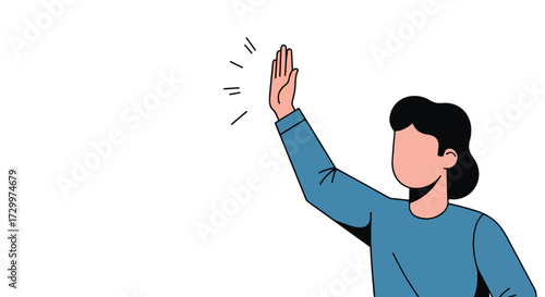 A Faceless Person Giving a High Five Illustration on White Background Showing Accomplishment and Teamwork