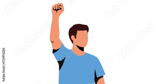 Illustration depicting a man with a raised fist symbolizing power, protest and determination for various social and political movements