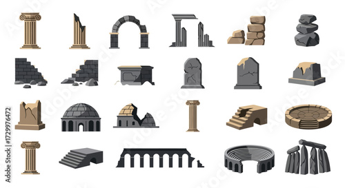 Ancient Ruins and Architectural Elements Collection.