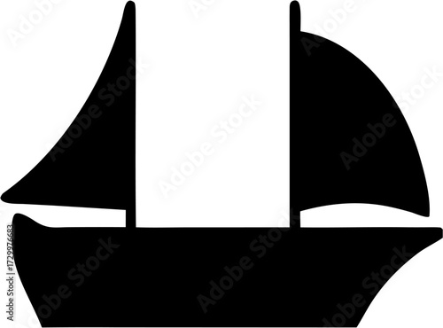 Boat Silhouette Vector | Ship, Sailing, Nautical, Marine, Sea Travel Design