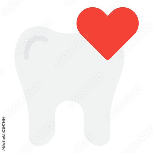 A heart-adorned tooth icon symbolizing dental health, ideal for marketing, healthcare websites, or promotional campaigns in dentistry.