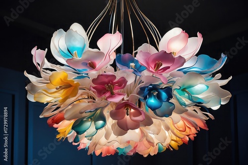 Luxury Lotus Flower Chandelier with Pastel Glass Petals, luxury decorative chandelier