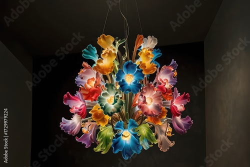Luxury Lotus Flower Chandelier with Pastel Glass Petals, luxury decorative chandelier