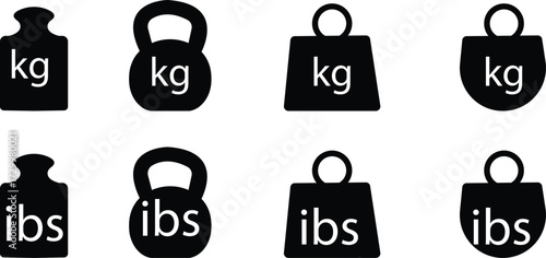 measure tool icon set. Dumbbell weight sign. Fitness massa elements. Iron weigh. Fitness tracking icons Solid glyph icons for health progress, and muscle gain. measuring tape, progress bar, and bicep.