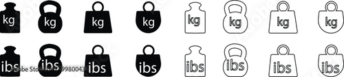 measure tool icon set. Dumbbell weight sign. Fitness massa elements. Iron weigh. Fitness tracking icons Solid glyph icons for health progress, and muscle gain. measuring tape, progress bar, and bicep.