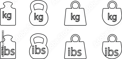 measure tool icon set. Dumbbell weight sign. Fitness massa elements. Iron weigh. Fitness tracking icons Solid glyph icons for health progress, and muscle gain. measuring tape, progress bar, and bicep.