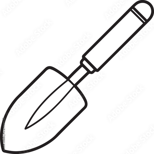 Simple line drawing of a garden trowel tool outline vector illustration