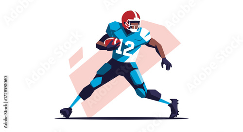 An illustration of an American football player running with the ball.