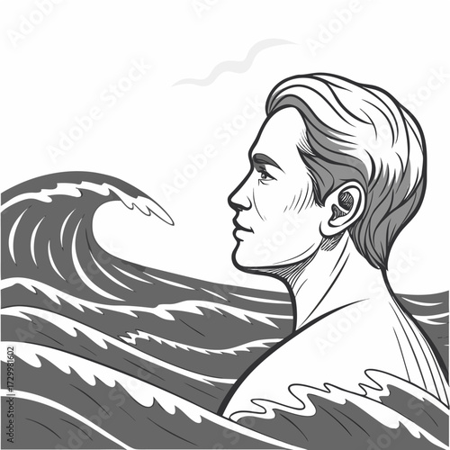man in sea