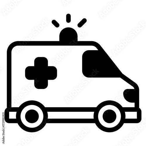 A medical ambulance icon ideal for healthcare, emergency response, and safety-themed websites or promotional materials.