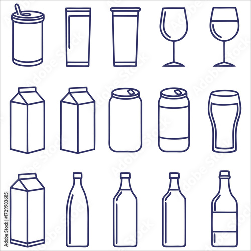 Beverage containers collection drink packaging