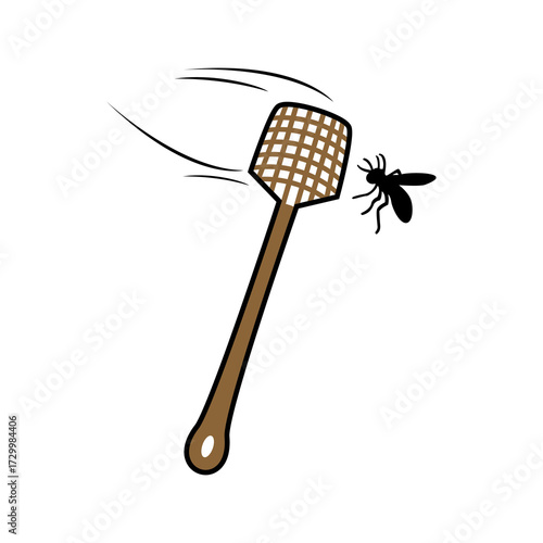 Fly swatter for flies and mosquitoes. A tool for exterminating insects at home. Flat vector illustration isolated on a white background.