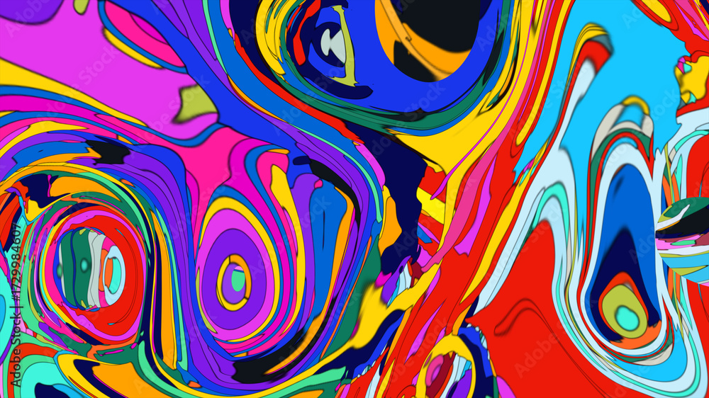 Fototapeta premium Colorful abstract psychedelic liquid and fluid background pattern