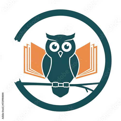 Owl Icon with Open Book Design