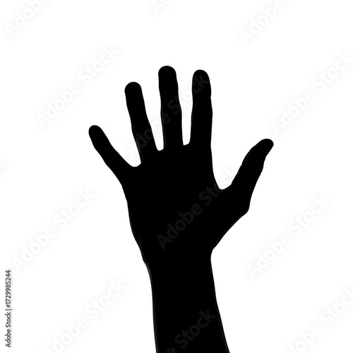 Hand Reaching Up Silhouette Against White Background