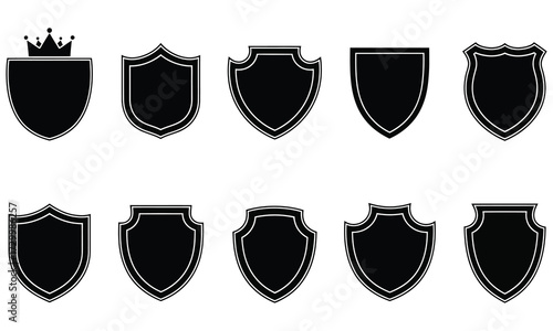 Black shields crests emblems badge icon