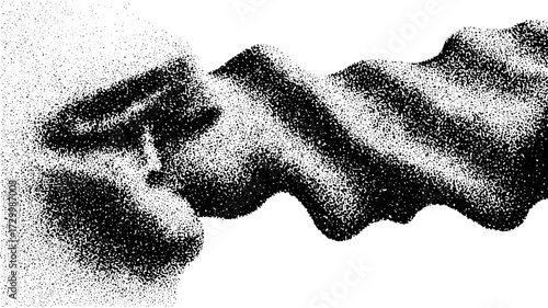 Abstract illustration featuring smooth black and white curves. Modern digital vector graphic showcasing unique texture and shape.