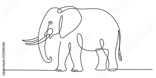 Continuous one line drawing of majestic african elephant vector illustration vector