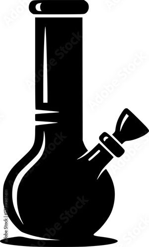 A stylized silhouette of a bong , black and white