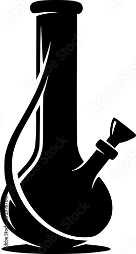 A stylized silhouette of a bong , black and white