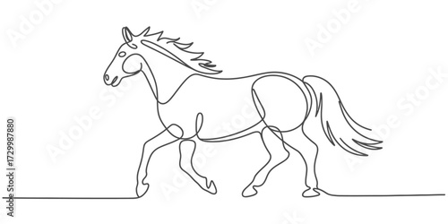 Elegant continuous line drawing of a galloping horse vector illustration vector