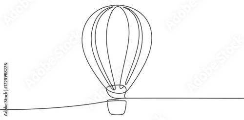 Continuous line drawing vector illustration of a hot air balloon in flight vector