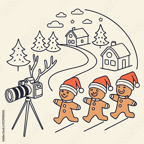 Christmas Camera Trail Gingerbread Men's Festive Journey, Capturing Holiday Moments & Scenery