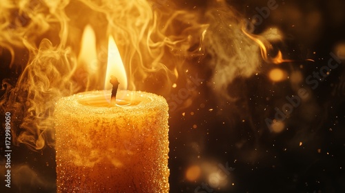 Abstract Burning Candle Festive Holiday Background First Sunday Celebration Vertical Upright Format Copy Space