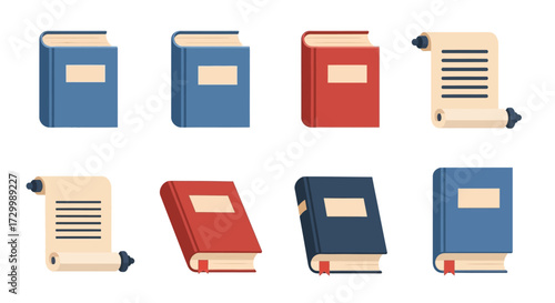 Collection of Books and Scrolls - Educational and Historical Resources.