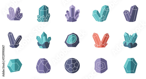 Collection of Colorful Crystal Gemstones and Minerals.