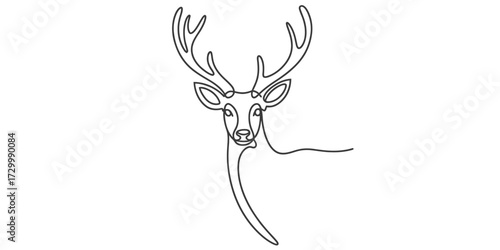 Elegant continuous line vector illustration of a majestic deer head vector