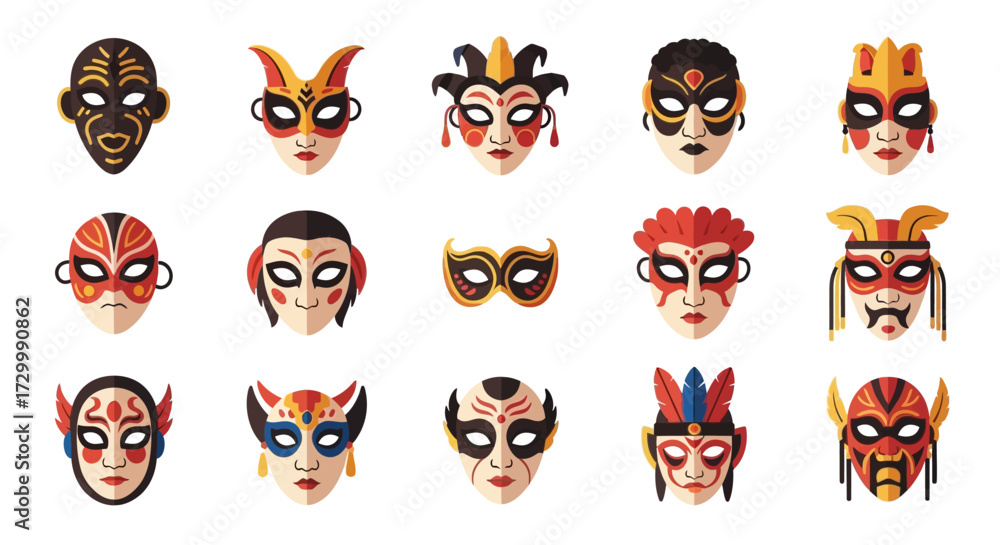 Fototapeta premium Collection of Decorative Masks - A Diverse Array of Artistic Expressions.