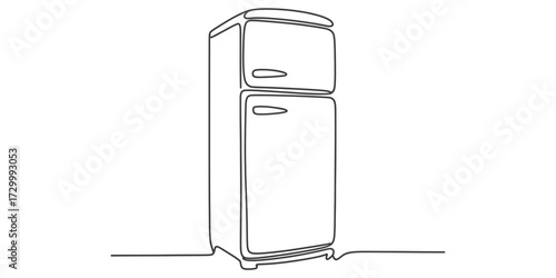 Continuous line drawing of a vintage refrigerator vector illustration vector