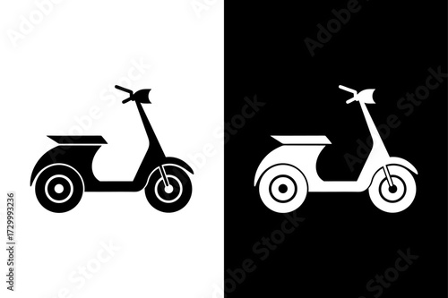 Eco-Friendly Electric Scooter Icon on Monochrome Background.