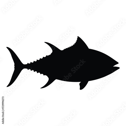 Silhouette of a tuna fish iconic aquatic animal symbol fresh seafood ocean life marine silhouette