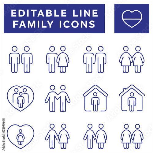 Family icons people heart house vector