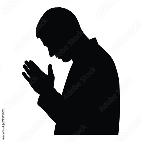 Silhouette of a person praying hands together devotional spiritual moment silhouette