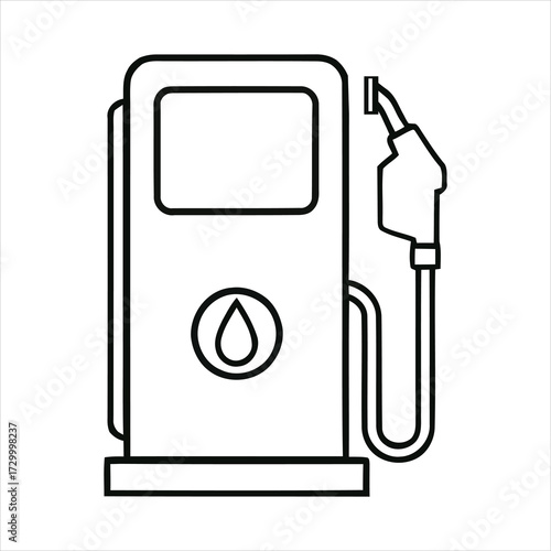Gas pump with nozzle and fuel drop symbol vector