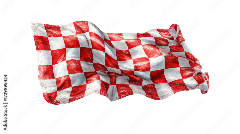 Fototapeta premium Classic checkered racing flag with black and white pattern symbol of motorsport competition finish line isolated on white background 