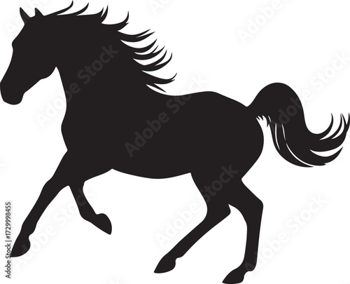Running Horse Silhouette Vector Wild Animal Clipart Design