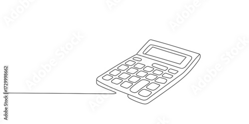 Continuous single line drawing vector illustration of a modern calculator design vector