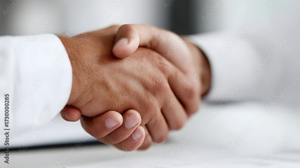 Fototapeta premium A professional handshake symbolizes agreement and partnership in a business setting