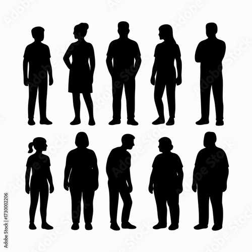 Diverse people silhouettes set