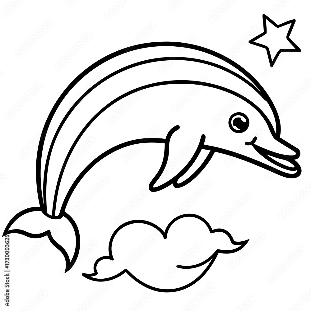 Obraz premium vector illustration of a cartoon dolphin
