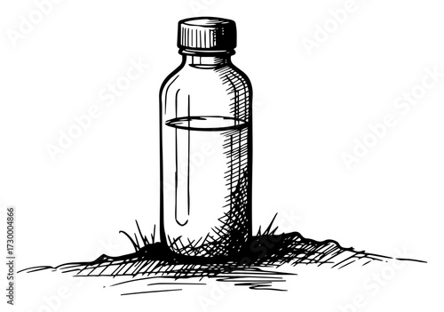Small Bottle With Liquid Hand Drawn Sketch