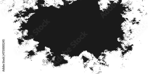 Abstract grunge background with a grungy ink splat frame, a dirty black vector texture illustration design and a paint splash border pattern