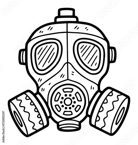 Gas Mask in a Hand Drawn Doodle Style