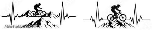 Mountain Biker Heartbeat EKG Pulse Line