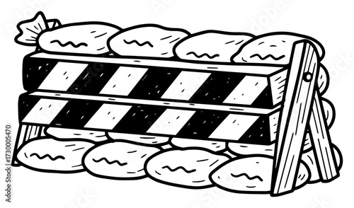 Military Barricade with Sandbags Sketch